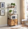 66 Inch Industrial Style 3 Tier Kitchen Baker Rack with Storage Cabinet, Rustic Brown, Black Metal Frame