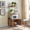 66 Inch Industrial Style 3 Tier Kitchen Baker Rack with Storage Cabinet, Rustic Brown, Black Metal Frame