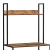 66 Inch Industrial Style 3 Tier Kitchen Baker Rack with Storage Cabinet, Rustic Brown, Black Metal Frame