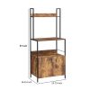 66 Inch Industrial Style 3 Tier Kitchen Baker Rack with Storage Cabinet, Rustic Brown, Black Metal Frame