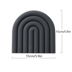 1pc Rainbow Silicone Heat Insulation Pad; Eco Friendly Soft Table Mat; Heat Resistant Silicone Trivets For Pots And Pans; Square Silicone Hot Pads (Color: dark gray)